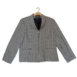 CASABLANCA‎ Women Jacket Size 16 Houndstooth Wool Blend Zipper Professional Work